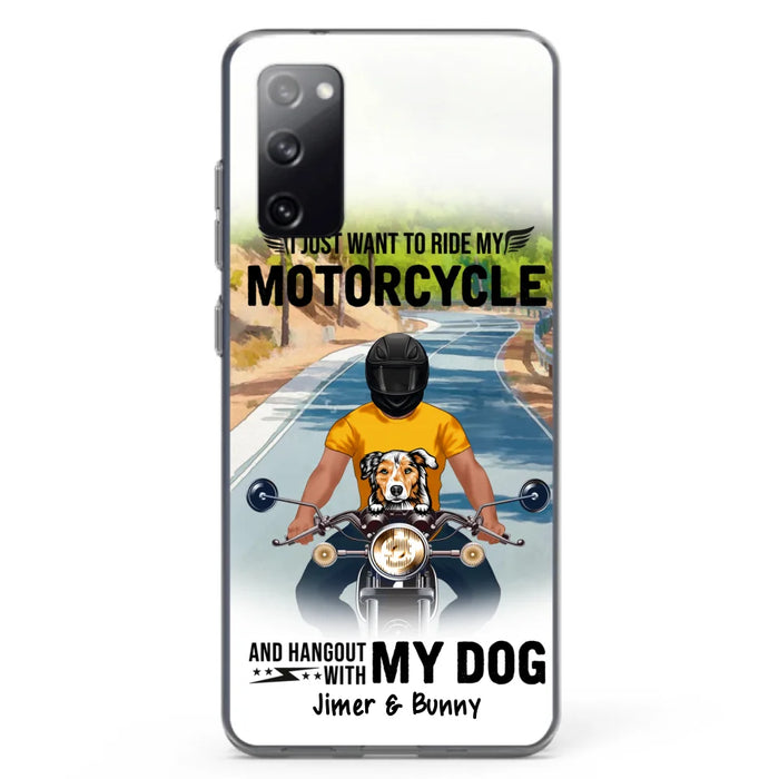 Custom Personalized Dog With Biker Phone Case - Upto 3 Dogs - Gifts For Dog Lover - Hangout With My Dog - Phone Case For iPhone And Samsung