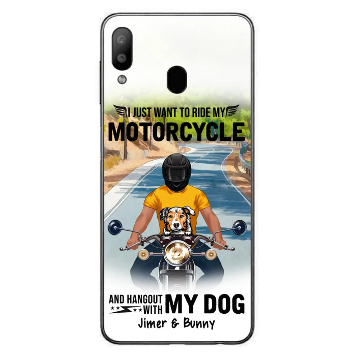 Custom Personalized Dog With Biker Phone Case - Upto 3 Dogs - Gifts For Dog Lover - Hangout With My Dog - Phone Case For iPhone And Samsung