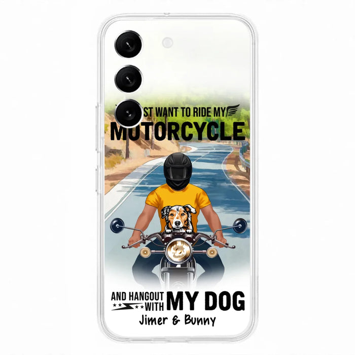 Custom Personalized Dog With Biker Phone Case - Upto 3 Dogs - Gifts For Dog Lover - Hangout With My Dog - Phone Case For iPhone And Samsung