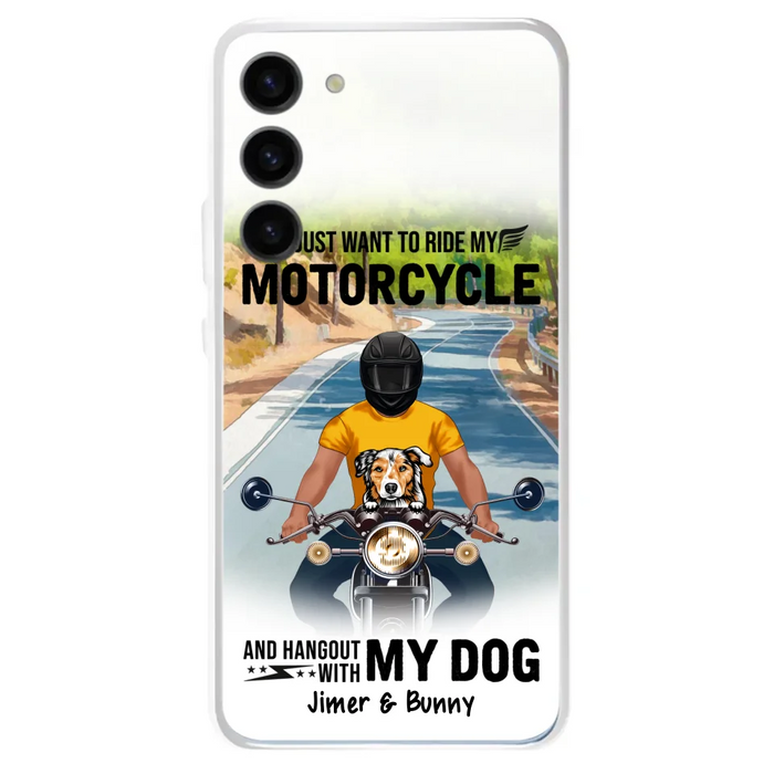 Custom Personalized Dog With Biker Phone Case - Upto 3 Dogs - Gifts For Dog Lover - Hangout With My Dog - Phone Case For iPhone And Samsung