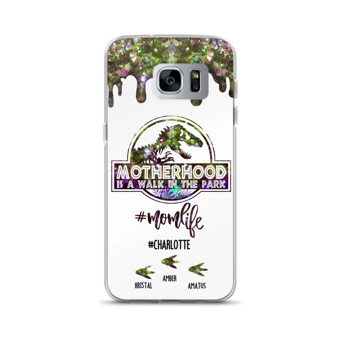 Custom Personalized Mama Dinosaur Phone Case - Best Gift For Mothers - Motherhood Is A Walk In The Park - Phone Case For iPhone And Samsung - 2QCGS1