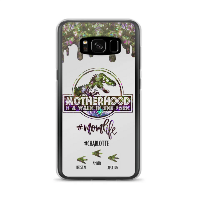 Custom Personalized Mama Dinosaur Phone Case - Best Gift For Mothers - Motherhood Is A Walk In The Park - Phone Case For iPhone And Samsung - 2QCGS1