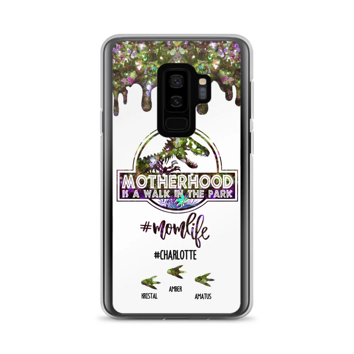 Custom Personalized Mama Dinosaur Phone Case - Best Gift For Mothers - Motherhood Is A Walk In The Park - Phone Case For iPhone And Samsung - 2QCGS1