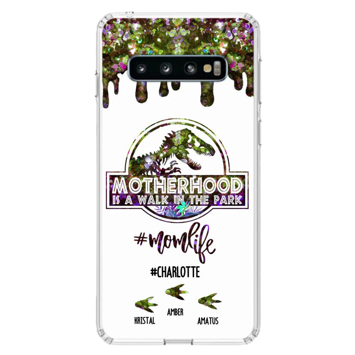 Custom Personalized Mama Dinosaur Phone Case - Best Gift For Mothers - Motherhood Is A Walk In The Park - Phone Case For iPhone And Samsung - 2QCGS1