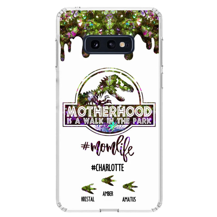 Custom Personalized Mama Dinosaur Phone Case - Best Gift For Mothers - Motherhood Is A Walk In The Park - Phone Case For iPhone And Samsung - 2QCGS1