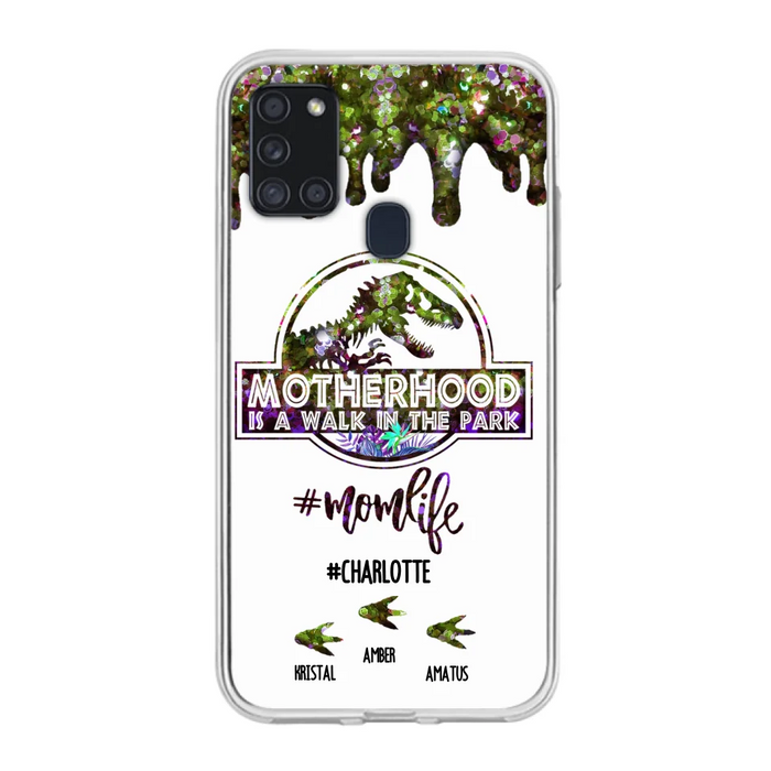 Custom Personalized Mama Dinosaur Phone Case - Best Gift For Mothers - Motherhood Is A Walk In The Park - Phone Case For iPhone And Samsung - 2QCGS1