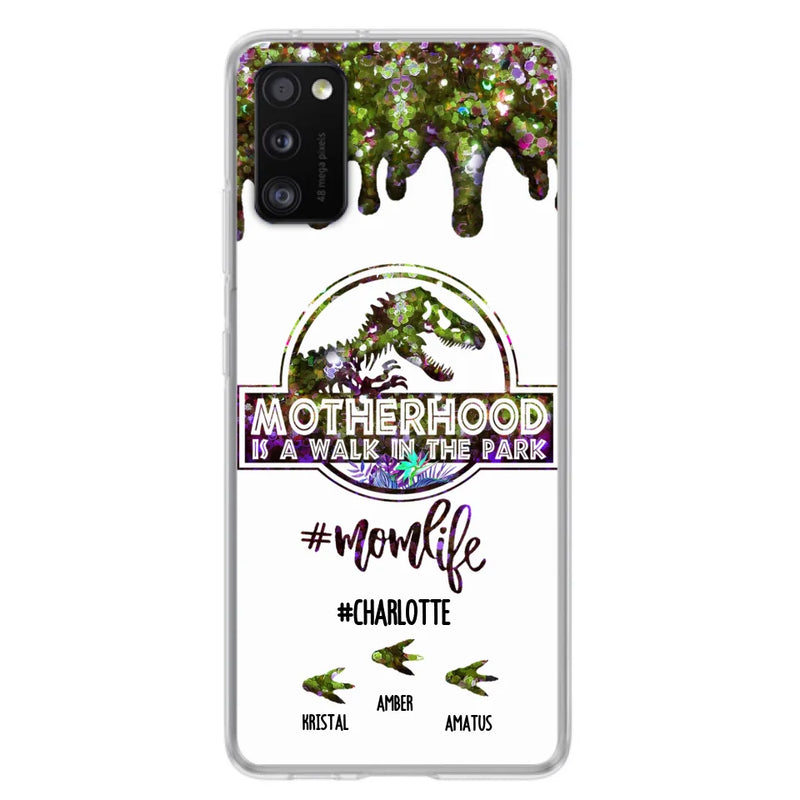 Custom Personalized Mama Dinosaur Phone Case - Best Gift For Mothers - Motherhood Is A Walk In The Park - Phone Case For iPhone And Samsung - 2QCGS1