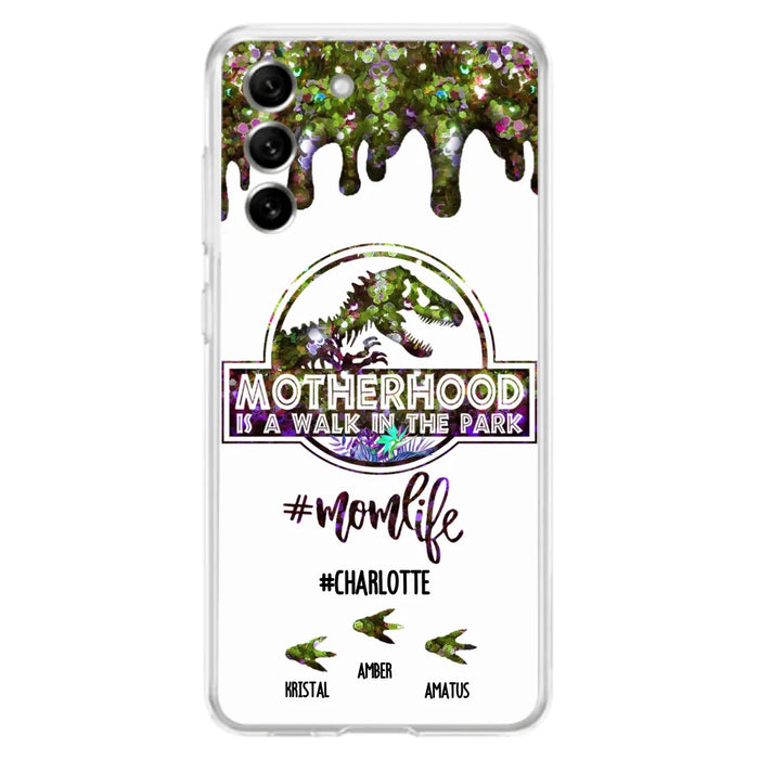 Custom Personalized Mama Dinosaur Phone Case - Best Gift For Mothers - Motherhood Is A Walk In The Park - Phone Case For iPhone And Samsung - 2QCGS1