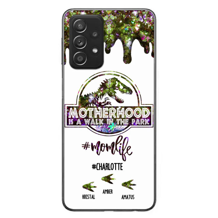 Custom Personalized Mama Dinosaur Phone Case - Best Gift For Mothers - Motherhood Is A Walk In The Park - Phone Case For iPhone And Samsung - 2QCGS1