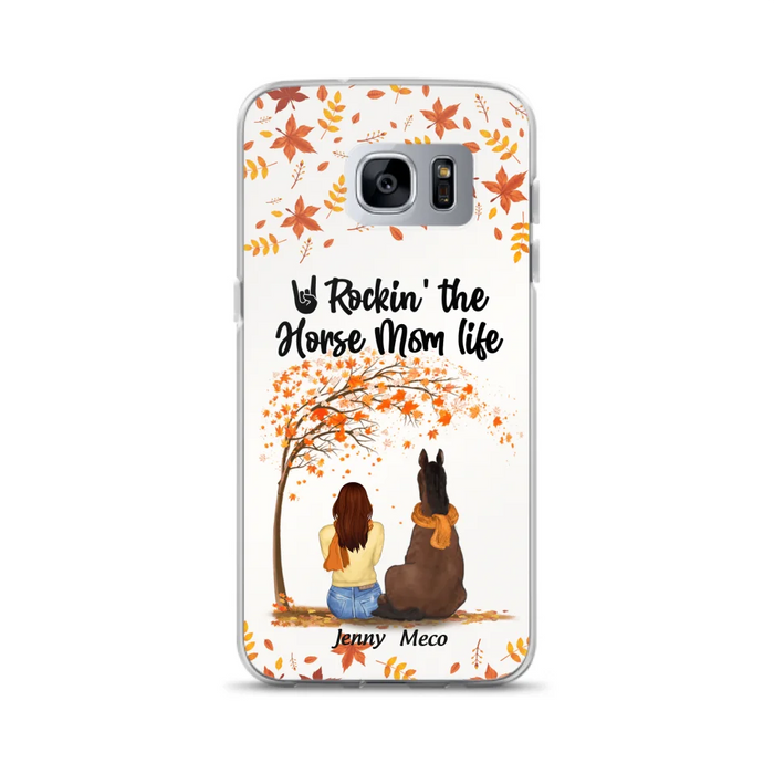 Custom Personalized Horse Mom In Autumn Phone Case - Girl With Upto 3 Horses - Case For iPhone And Samsung