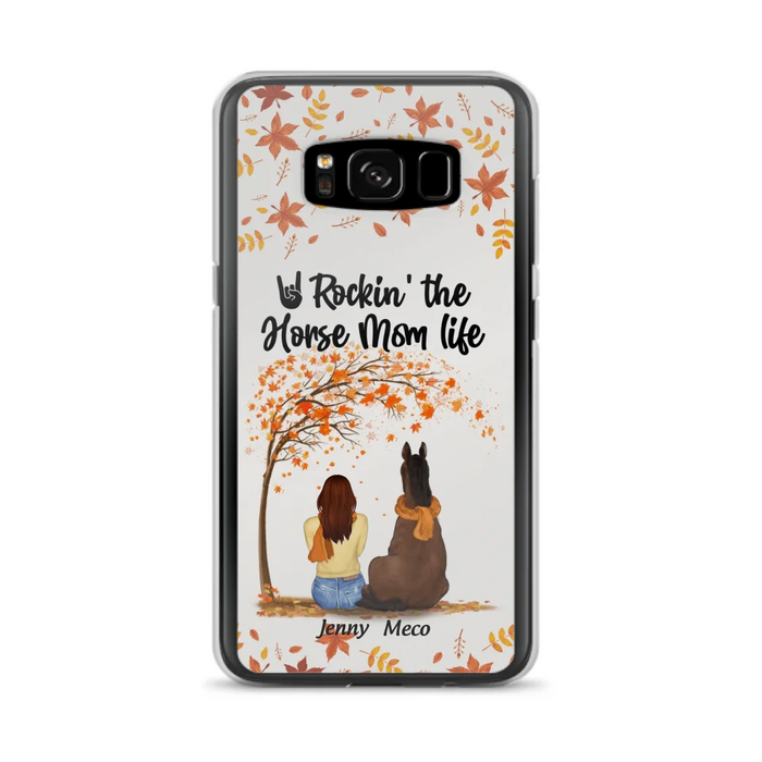 Custom Personalized Horse Mom In Autumn Phone Case - Girl With Upto 3 Horses - Case For iPhone And Samsung