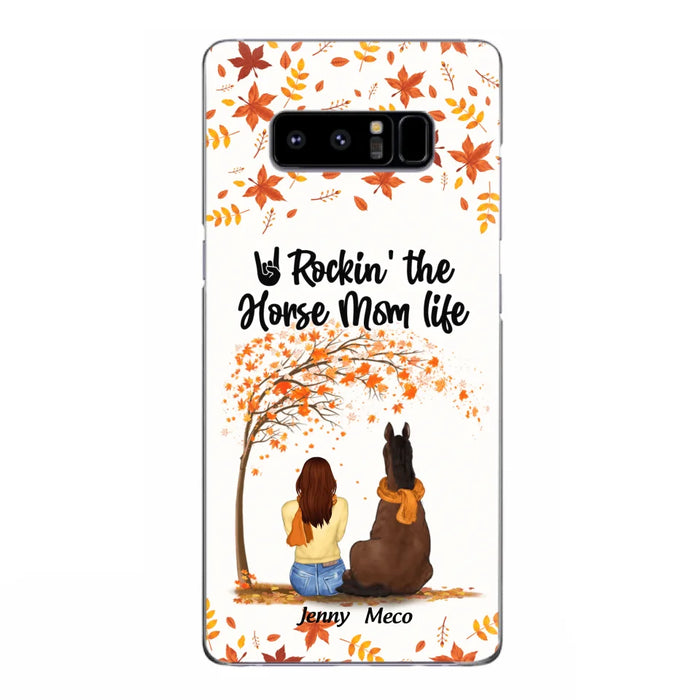 Custom Personalized Horse Mom In Autumn Phone Case - Girl With Upto 3 Horses - Case For iPhone And Samsung