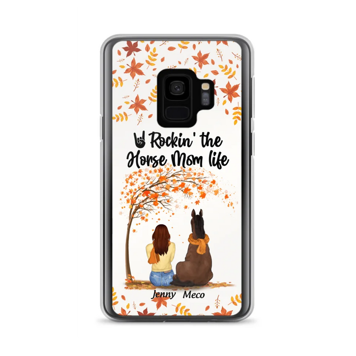 Custom Personalized Horse Mom In Autumn Phone Case - Girl With Upto 3 Horses - Case For iPhone And Samsung