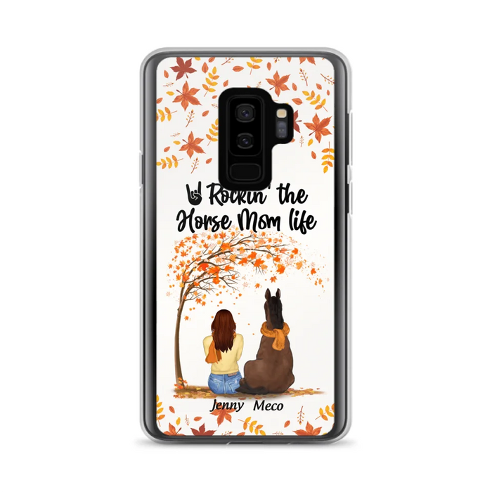 Custom Personalized Horse Mom In Autumn Phone Case - Girl With Upto 3 Horses - Case For iPhone And Samsung