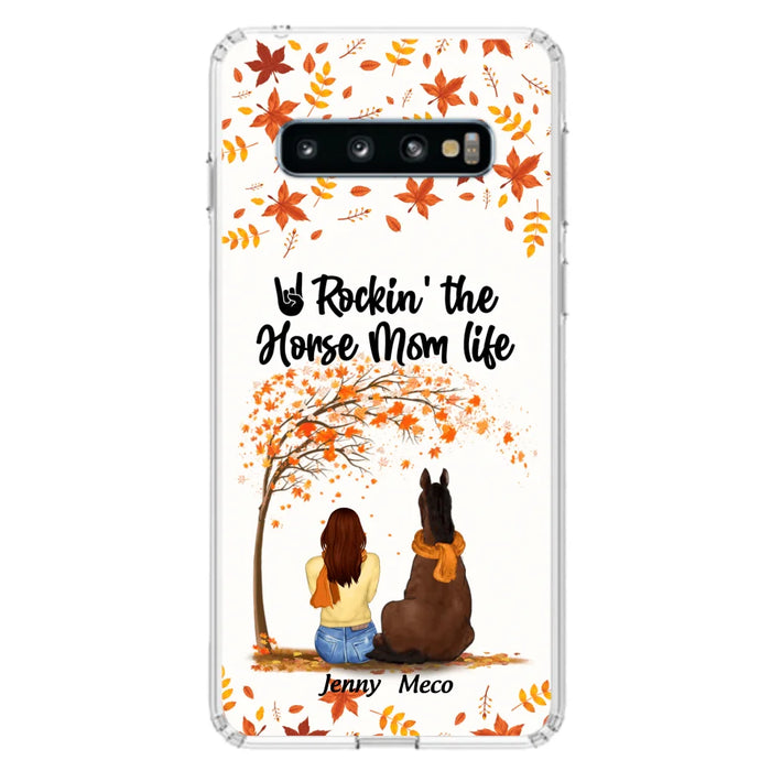 Custom Personalized Horse Mom In Autumn Phone Case - Girl With Upto 3 Horses - Case For iPhone And Samsung