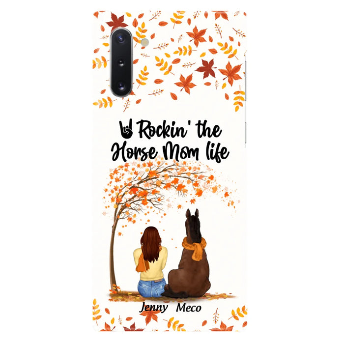 Custom Personalized Horse Mom In Autumn Phone Case - Girl With Upto 3 Horses - Case For iPhone And Samsung