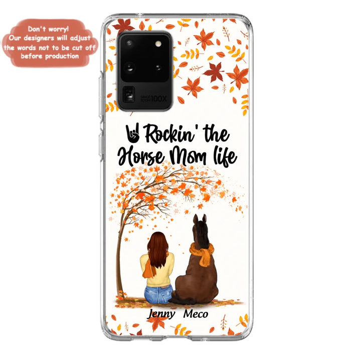 Custom Personalized Horse Mom In Autumn Phone Case - Girl With Upto 3 Horses - Case For iPhone And Samsung