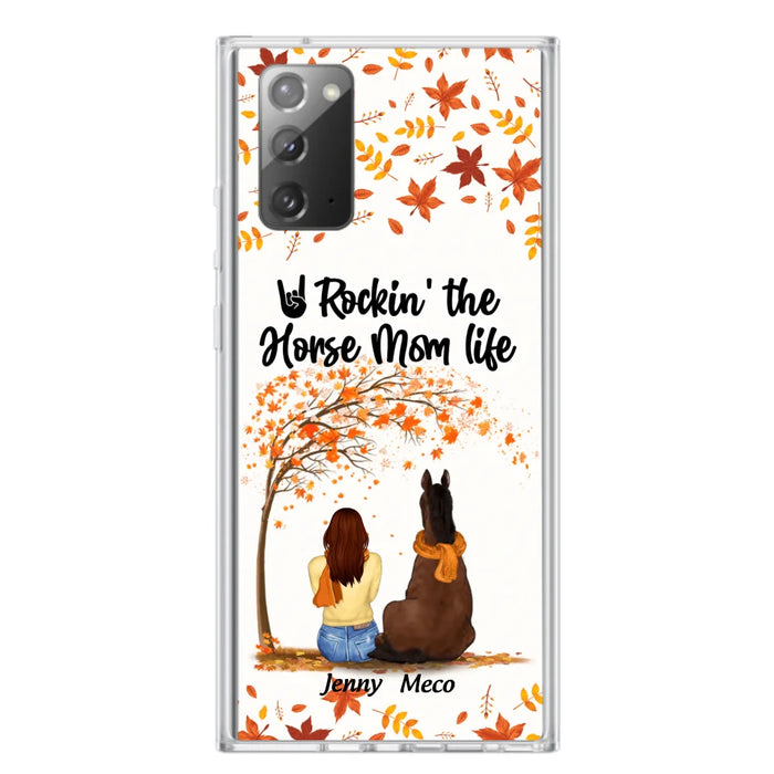 Custom Personalized Horse Mom In Autumn Phone Case - Girl With Upto 3 Horses - Case For iPhone And Samsung