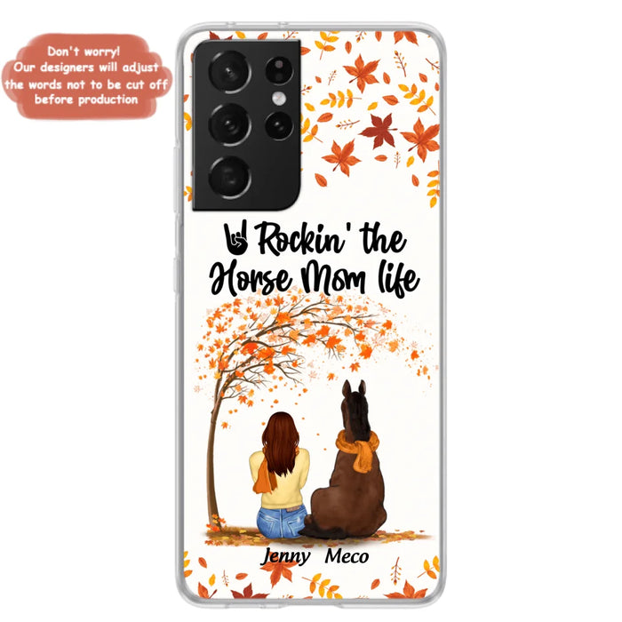 Custom Personalized Horse Mom In Autumn Phone Case - Girl With Upto 3 Horses - Case For iPhone And Samsung