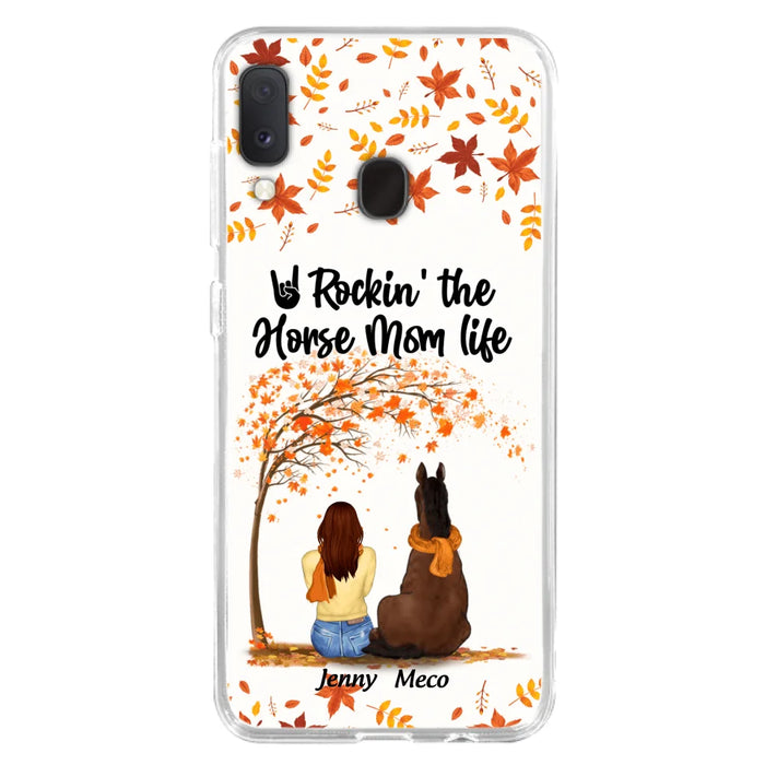 Custom Personalized Horse Mom In Autumn Phone Case - Girl With Upto 3 Horses - Case For iPhone And Samsung