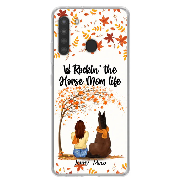 Custom Personalized Horse Mom In Autumn Phone Case - Girl With Upto 3 Horses - Case For iPhone And Samsung