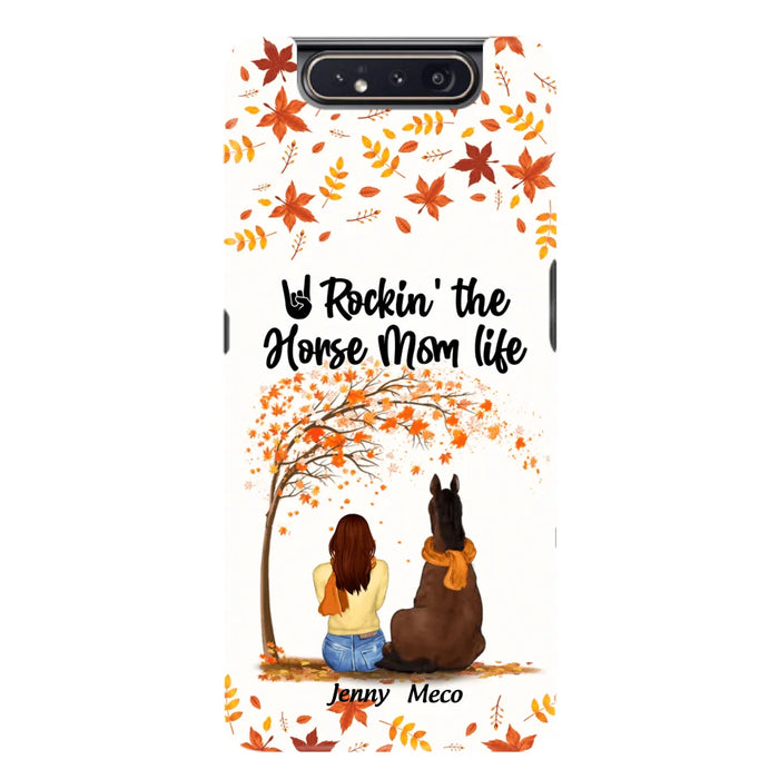 Custom Personalized Horse Mom In Autumn Phone Case - Girl With Upto 3 Horses - Case For iPhone And Samsung