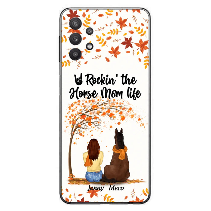 Custom Personalized Horse Mom In Autumn Phone Case - Girl With Upto 3 Horses - Case For iPhone And Samsung