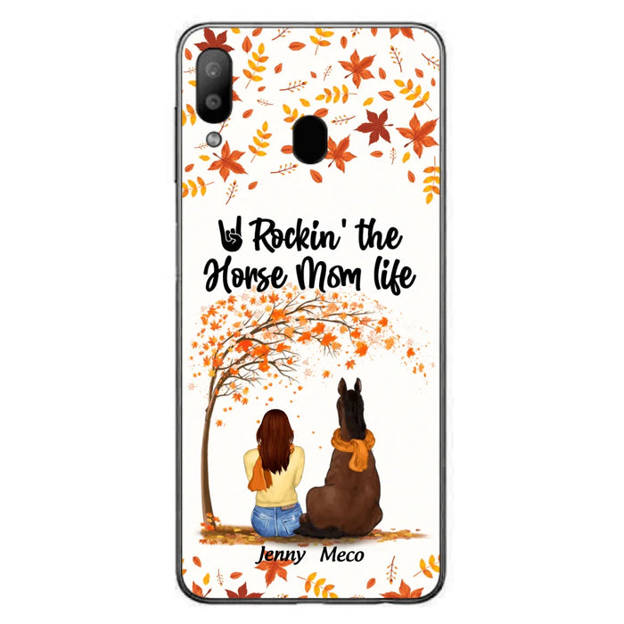 Custom Personalized Horse Mom In Autumn Phone Case - Girl With Upto 3 Horses - Case For iPhone And Samsung