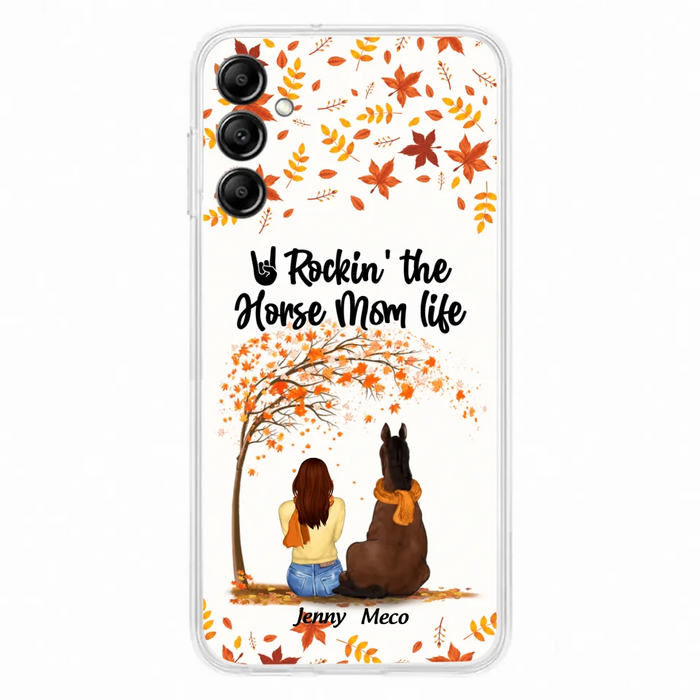 Custom Personalized Horse Mom In Autumn Phone Case - Girl With Upto 3 Horses - Case For iPhone And Samsung