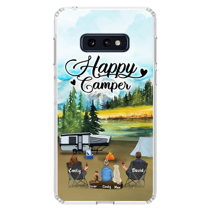 Custom Personalized Camping Phone Case - Parents With 1 Kids And 2 Pets - Best Gift For Family - Happy Camper - Case For iPhone And Samsung