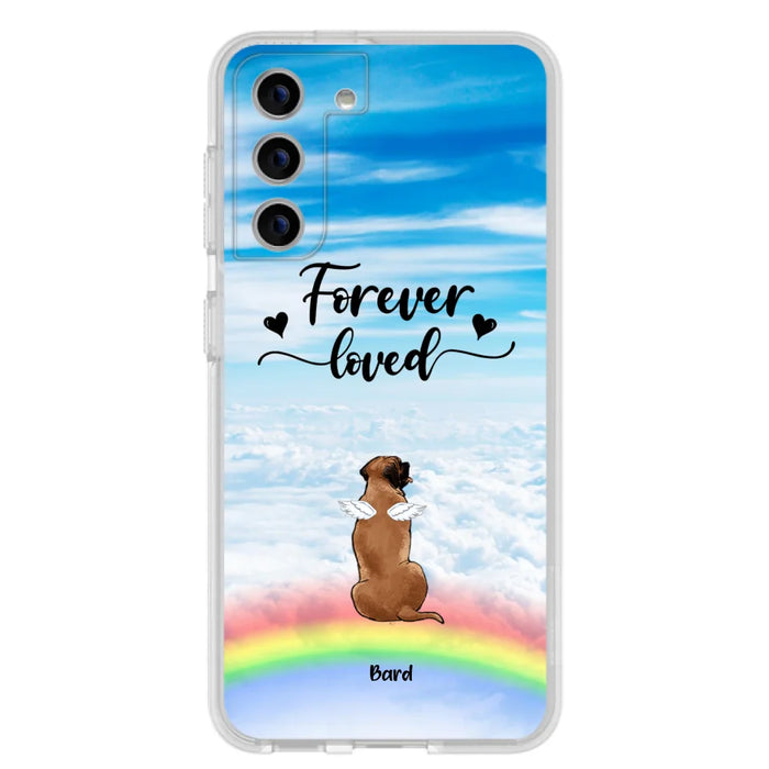 Custom Personalized Memorial Pets Phone Case - Upto 5 Pets - Memorial Gift For Dog Lovers/Cat Lovers - Forever Loved - Phone Case For iPhone And Samsung - AXSIO5