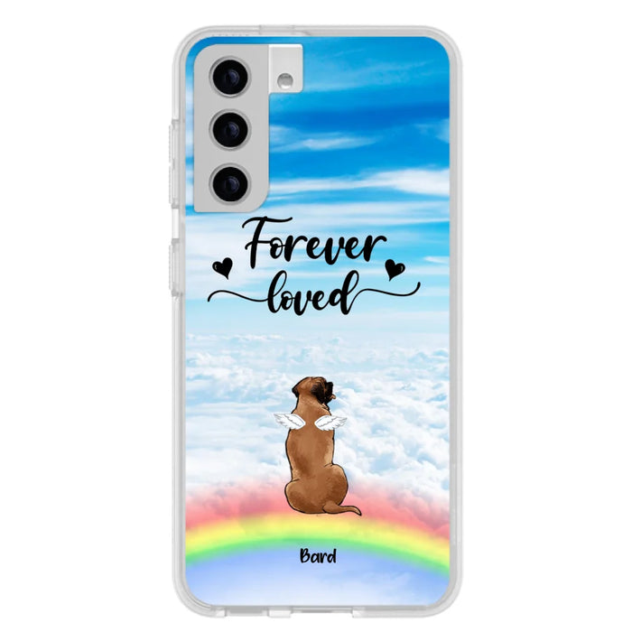 Custom Personalized Memorial Pets Phone Case - Upto 5 Pets - Memorial Gift For Dog Lovers/Cat Lovers - Forever Loved - Phone Case For iPhone And Samsung - AXSIO5