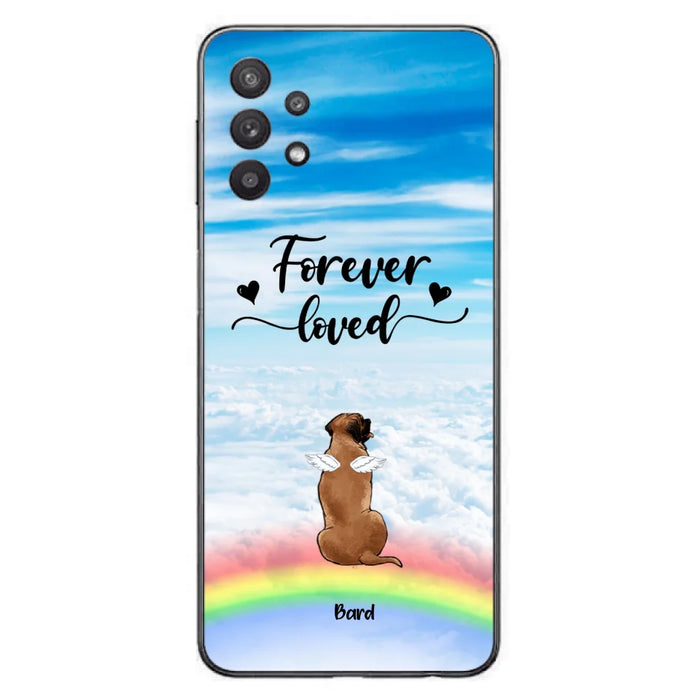 Custom Personalized Memorial Pets Phone Case - Upto 5 Pets - Memorial Gift For Dog Lovers/Cat Lovers - Forever Loved - Phone Case For iPhone And Samsung - AXSIO5