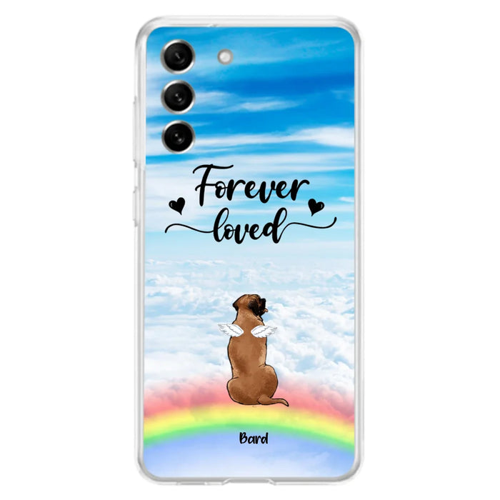 Custom Personalized Memorial Pets Phone Case - Upto 5 Pets - Memorial Gift For Dog Lovers/Cat Lovers - Forever Loved - Phone Case For iPhone And Samsung - AXSIO5