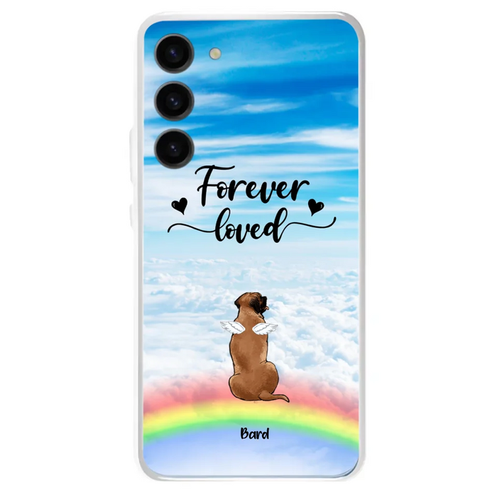 Custom Personalized Memorial Pets Phone Case - Upto 5 Pets - Memorial Gift For Dog Lovers/Cat Lovers - Forever Loved - Phone Case For iPhone And Samsung - AXSIO5