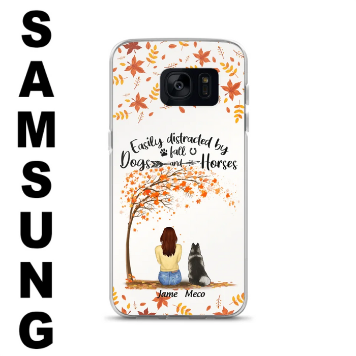 Custom Personalized Horse Dog Mom In Autumn Phone Case - Upto 3 Horses/ Dogs  - Case For iPhone And Samsung