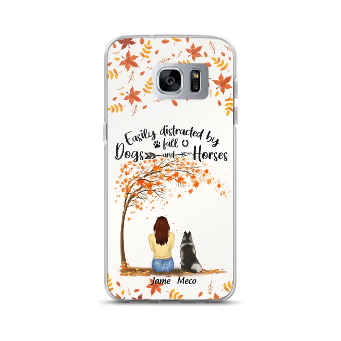 Custom Personalized Horse Dog Mom In Autumn Phone Case - Upto 3 Horses/ Dogs  - Case For iPhone And Samsung