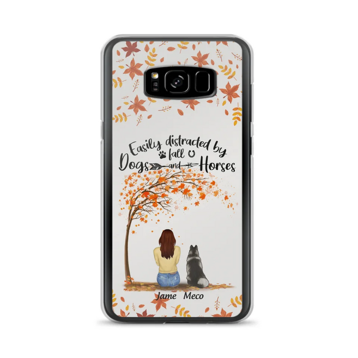 Custom Personalized Horse Dog Mom In Autumn Phone Case - Upto 3 Horses/ Dogs  - Case For iPhone And Samsung