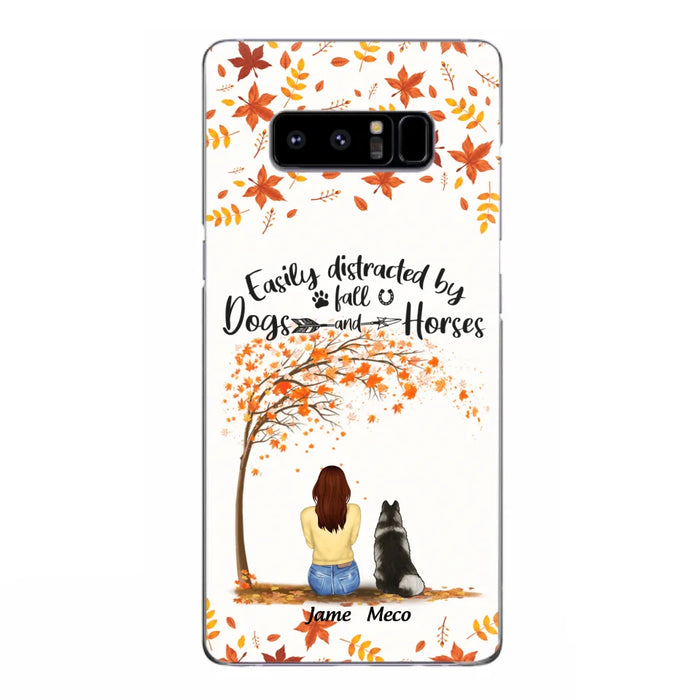 Custom Personalized Horse Dog Mom In Autumn Phone Case - Upto 3 Horses/ Dogs  - Case For iPhone And Samsung