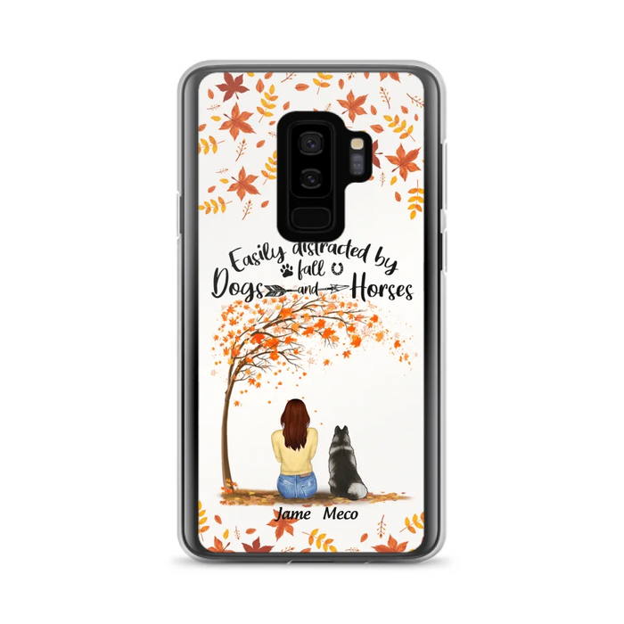 Custom Personalized Horse Dog Mom In Autumn Phone Case - Upto 3 Horses/ Dogs  - Case For iPhone And Samsung