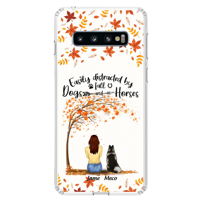 Custom Personalized Horse Dog Mom In Autumn Phone Case - Upto 3 Horses/ Dogs  - Case For iPhone And Samsung