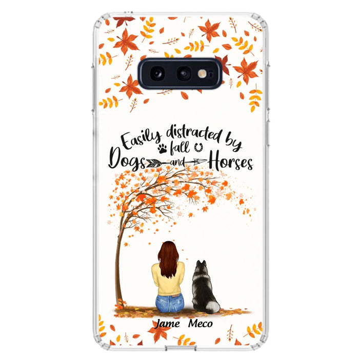 Custom Personalized Horse Dog Mom In Autumn Phone Case - Upto 3 Horses/ Dogs  - Case For iPhone And Samsung