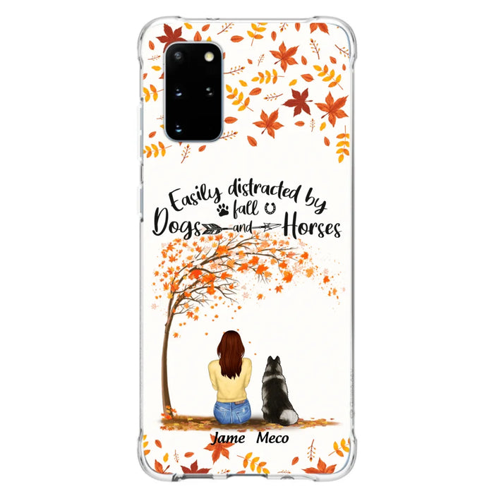 Custom Personalized Horse Dog Mom In Autumn Phone Case - Upto 3 Horses/ Dogs  - Case For iPhone And Samsung