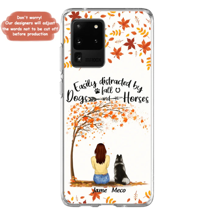 Custom Personalized Horse Dog Mom In Autumn Phone Case - Upto 3 Horses/ Dogs  - Case For iPhone And Samsung