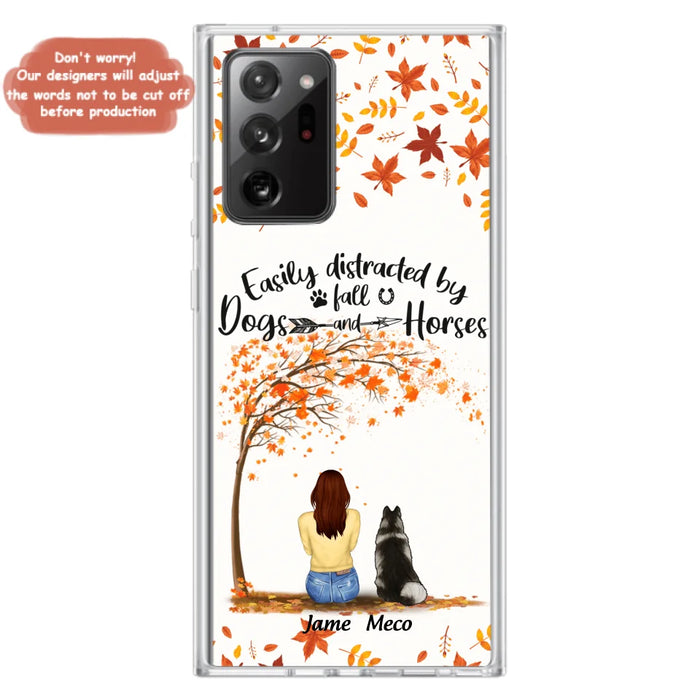 Custom Personalized Horse Dog Mom In Autumn Phone Case - Upto 3 Horses/ Dogs  - Case For iPhone And Samsung