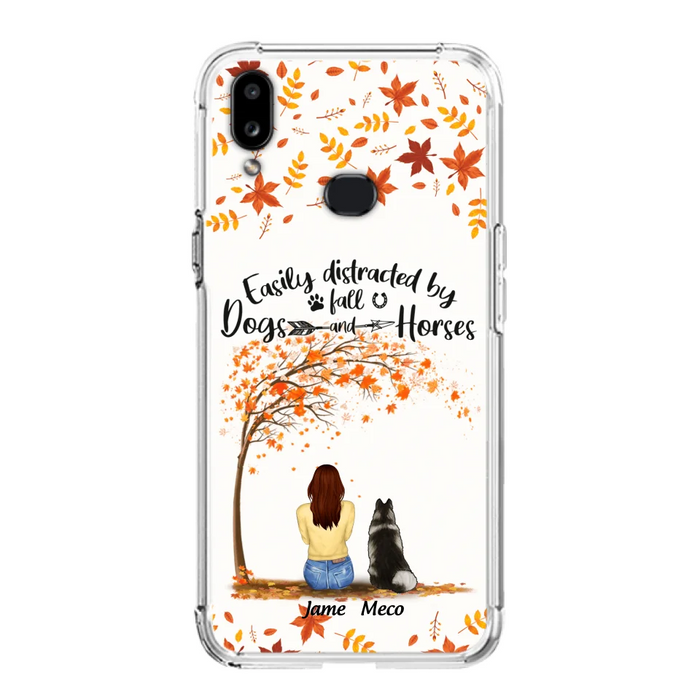 Custom Personalized Horse Dog Mom In Autumn Phone Case - Upto 3 Horses/ Dogs  - Case For iPhone And Samsung