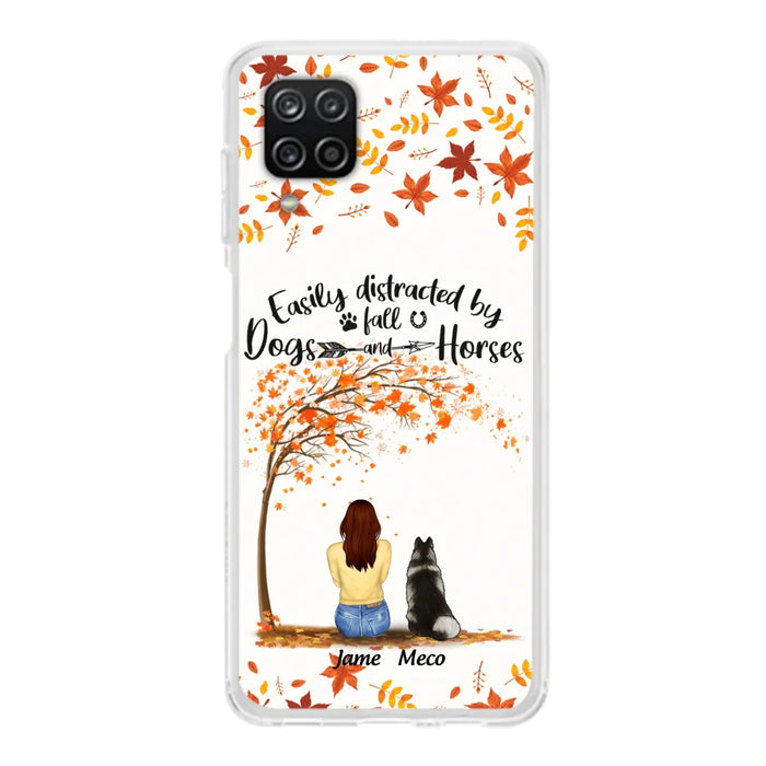 Custom Personalized Horse Dog Mom In Autumn Phone Case - Upto 3 Horses/ Dogs  - Case For iPhone And Samsung