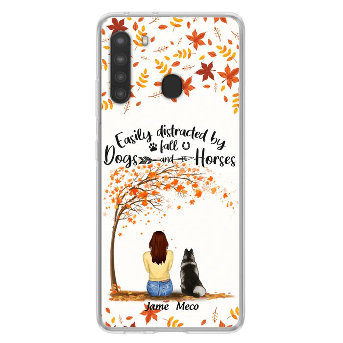 Custom Personalized Horse Dog Mom In Autumn Phone Case - Upto 3 Horses/ Dogs  - Case For iPhone And Samsung