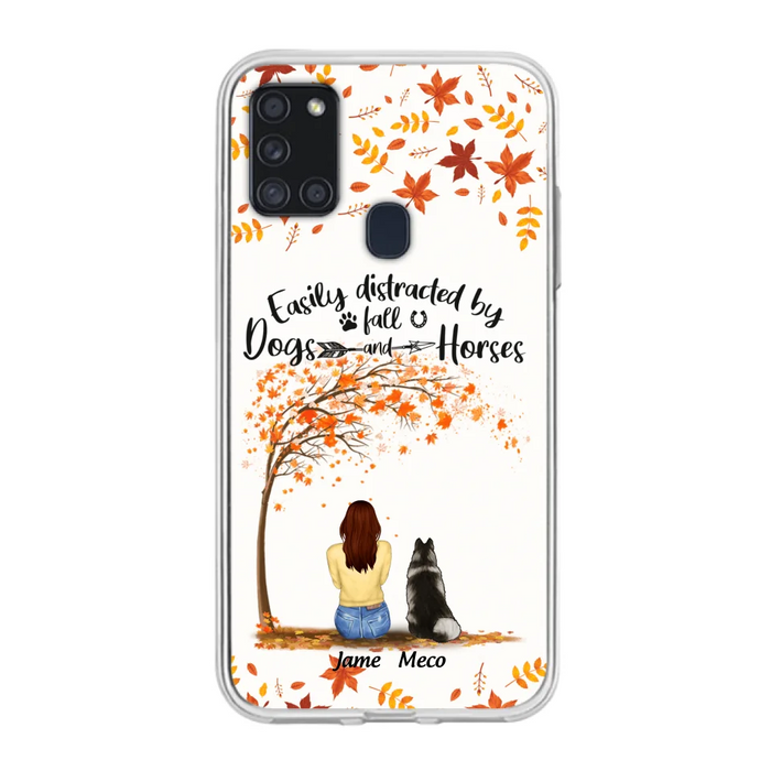 Custom Personalized Horse Dog Mom In Autumn Phone Case - Upto 3 Horses/ Dogs  - Case For iPhone And Samsung