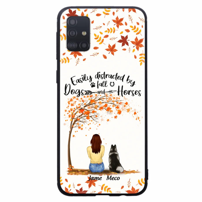 Custom Personalized Horse Dog Mom In Autumn Phone Case - Upto 3 Horses/ Dogs  - Case For iPhone And Samsung